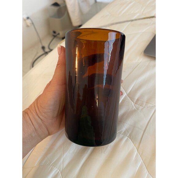 Vintage Bubble Tumblers Hand Blown Dark Amber Set of 5 Collectible - Picture 6 of 14